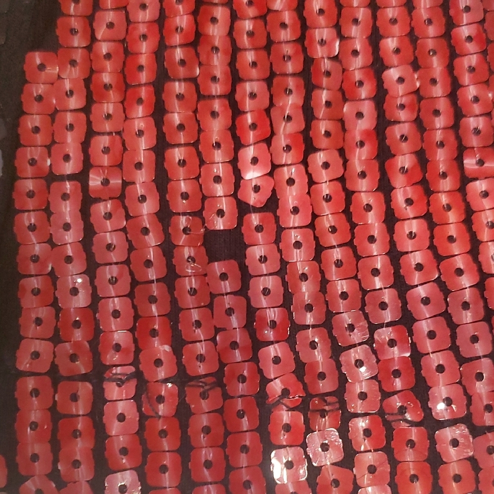 Vibrant Red and Black Graphic Sequin Tank Top - Picture 2 of 7